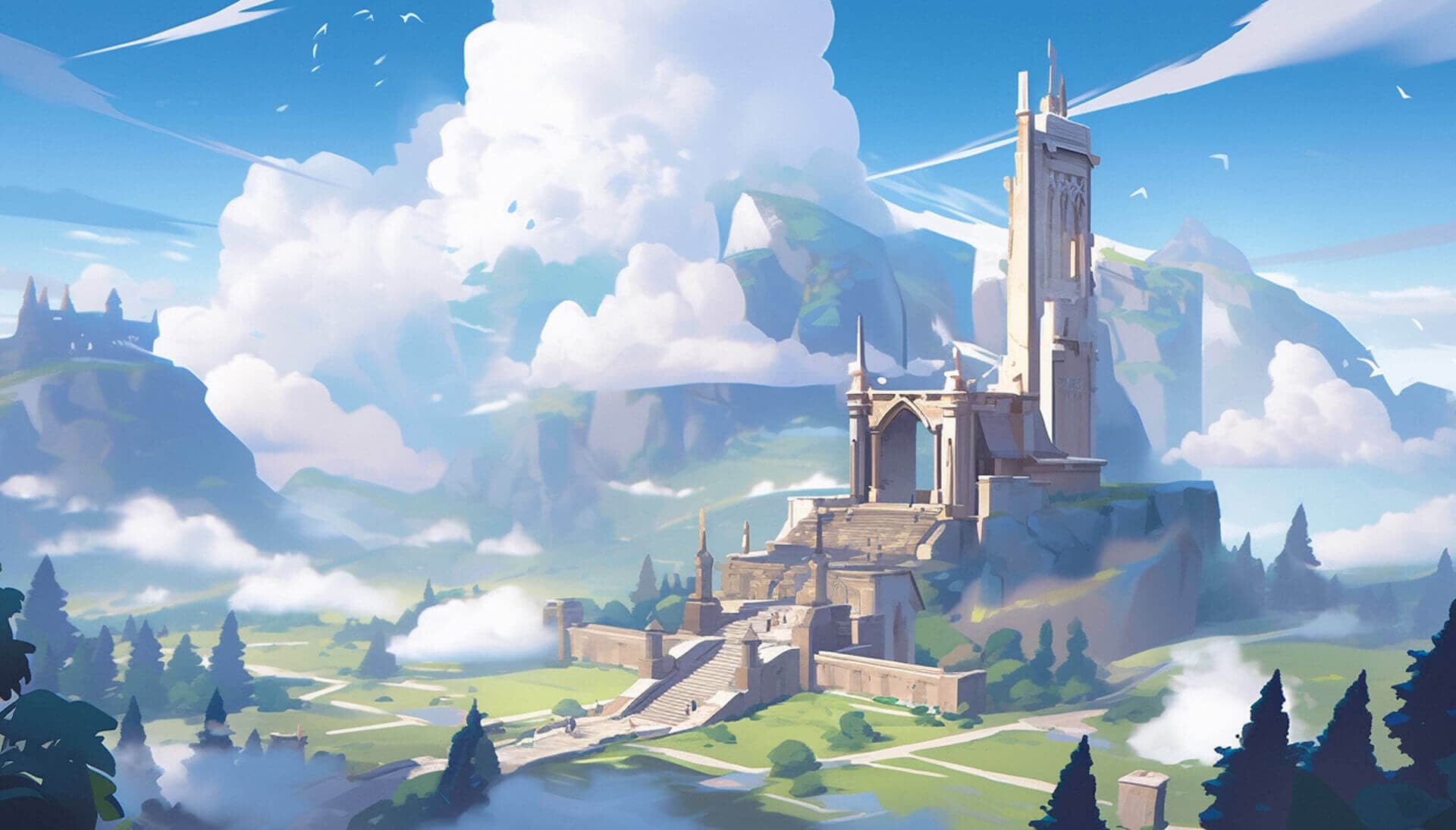 Top Heroes fantasy castle landscape